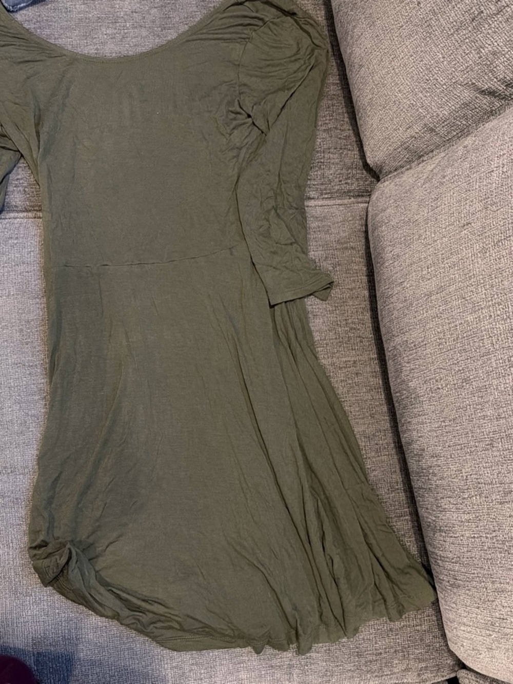 Express Olive Green Long Sleeve Scoop Neck Dress